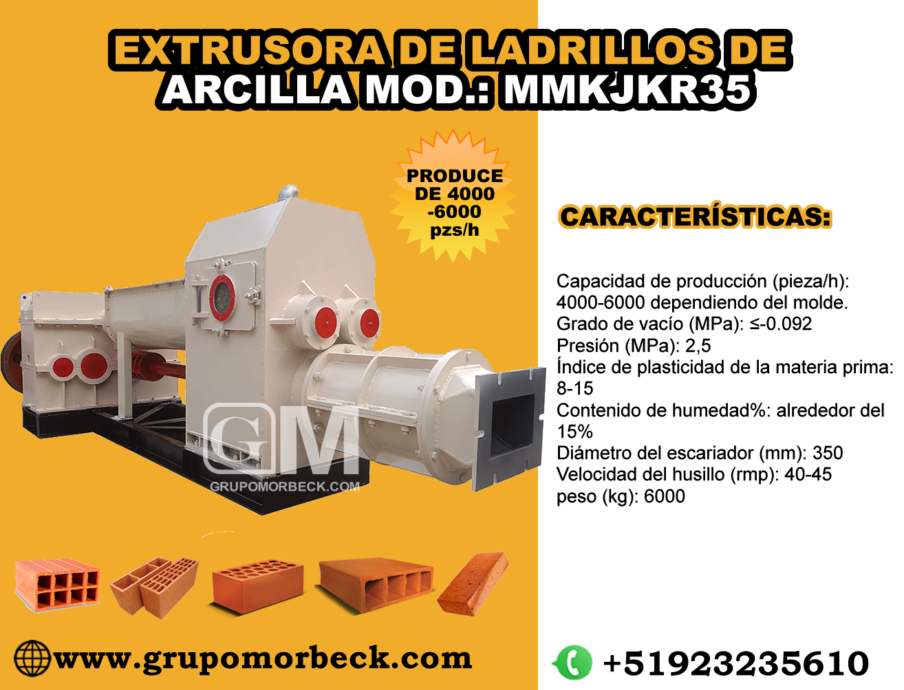 MAQUINA EXTRUSORA FABRICAR LADRILLOS DE ARCILLA